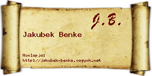 Jakubek Benke névjegykártya